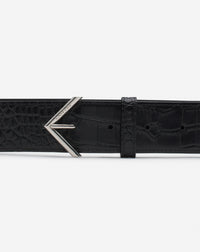 Ceinture fleche impression croco - Noir