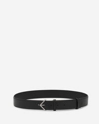 Ceinture fleche cuir lisse - Noir & noir