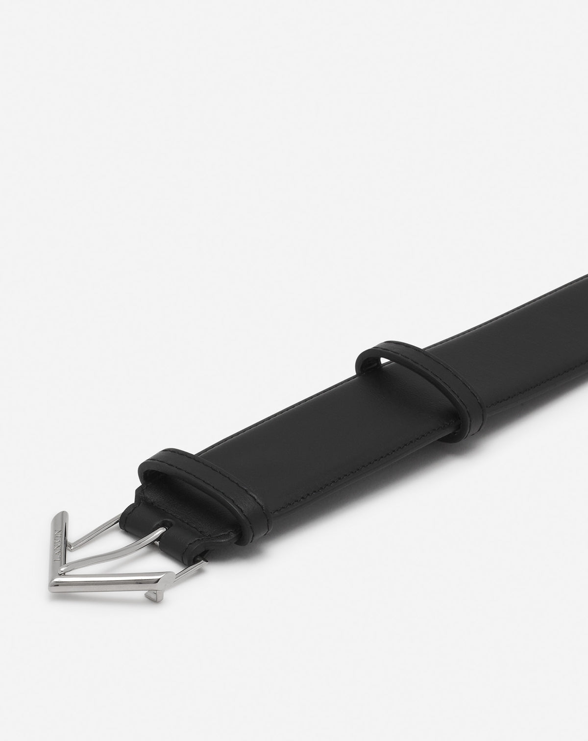 Ceinture fleche cuir lisse - Noir & noir