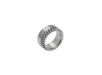 Bague chaine et bande metal - Argent