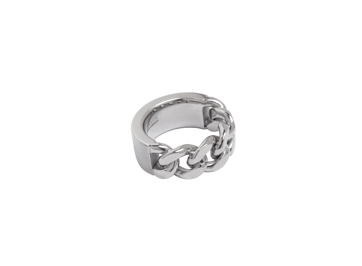 Bague chaine moitie moitie - Argent