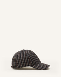 Casquette a carreaux en laine - Gris