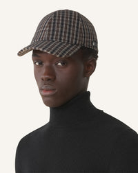 Casquette a carreaux en laine - Gris