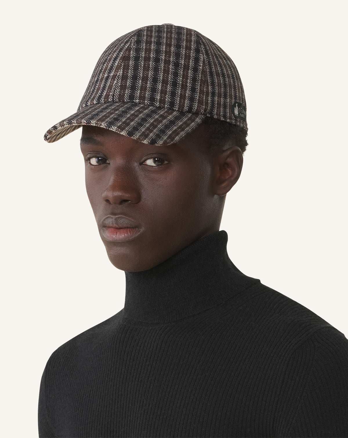 Casquette a carreaux en laine - Gris