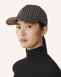 Casquette a carreaux en laine - Gris