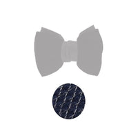 Woven silk bow - Bleu marine & argent