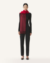 Echarpe cachemire bicolor 35x180 - Rouge & bordeaux