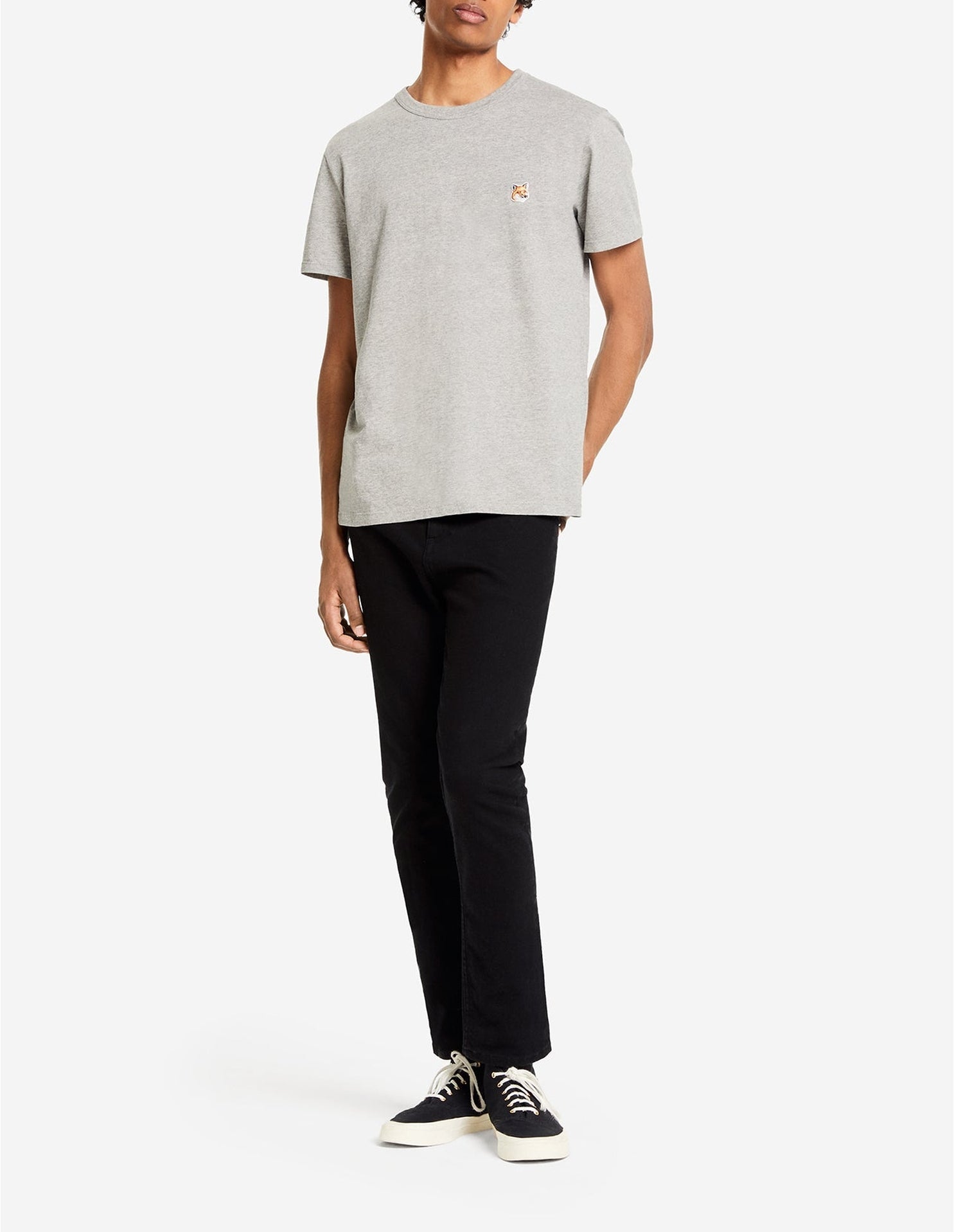 Short-sleeved round-neck T-shirt - Grey Melange