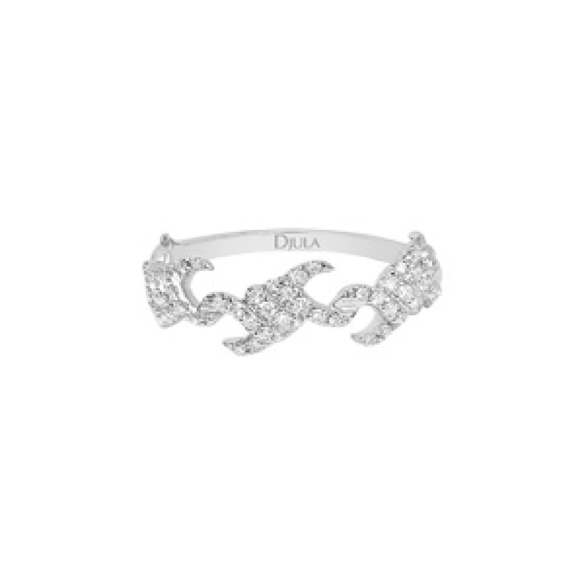 BAGUE BARBELE OR BLANC