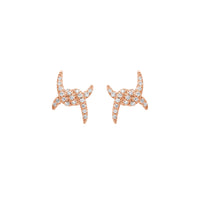 Puces d'oreilles Barbelé en Or rose 18K sertie de diamants - Rose