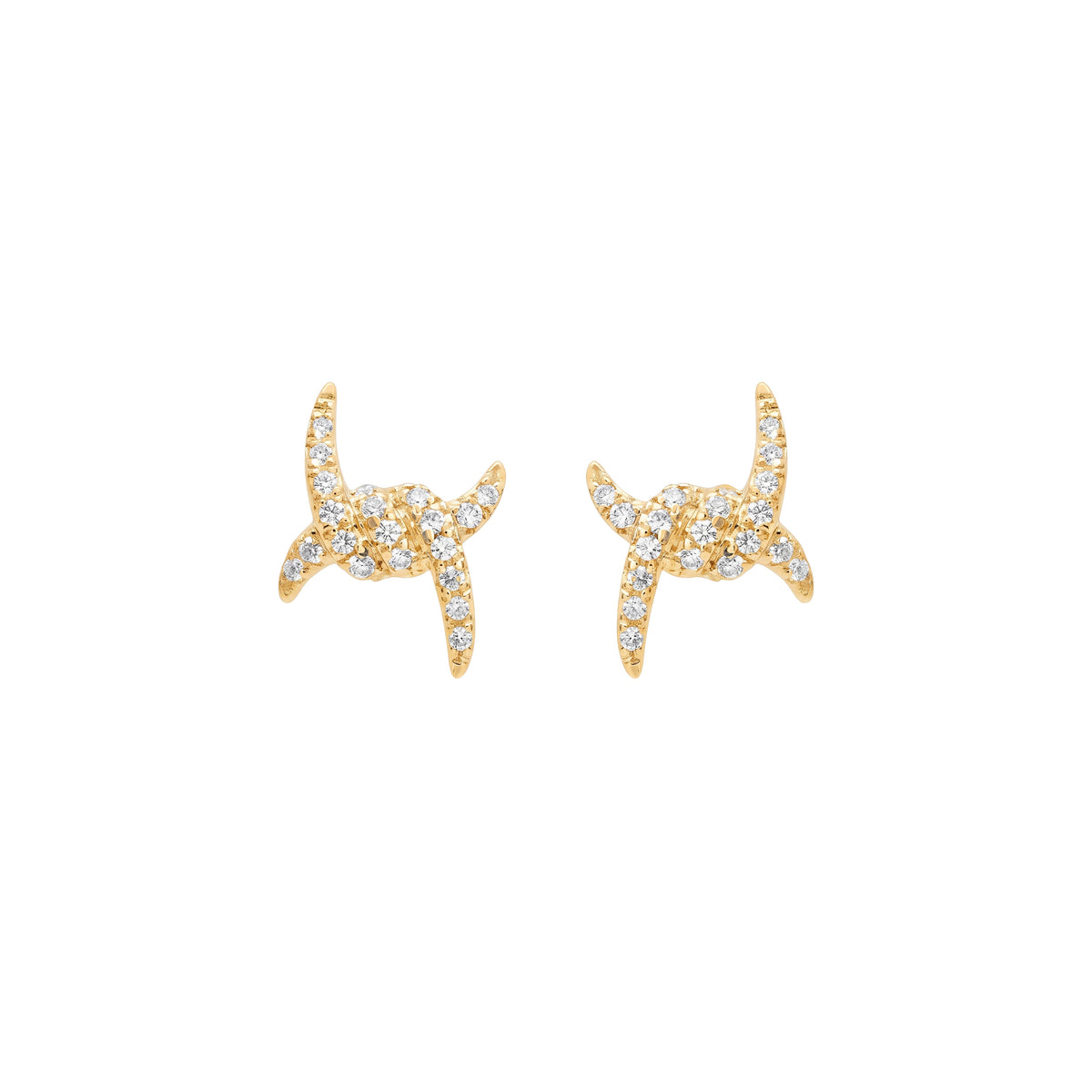 PT2_PrixTroca:525€_VentesTroca:0_QtyTroca:1_ST:0%_Puces d'oreilles Barbelé en Or jaune 18K sertie de diamants - Jaune