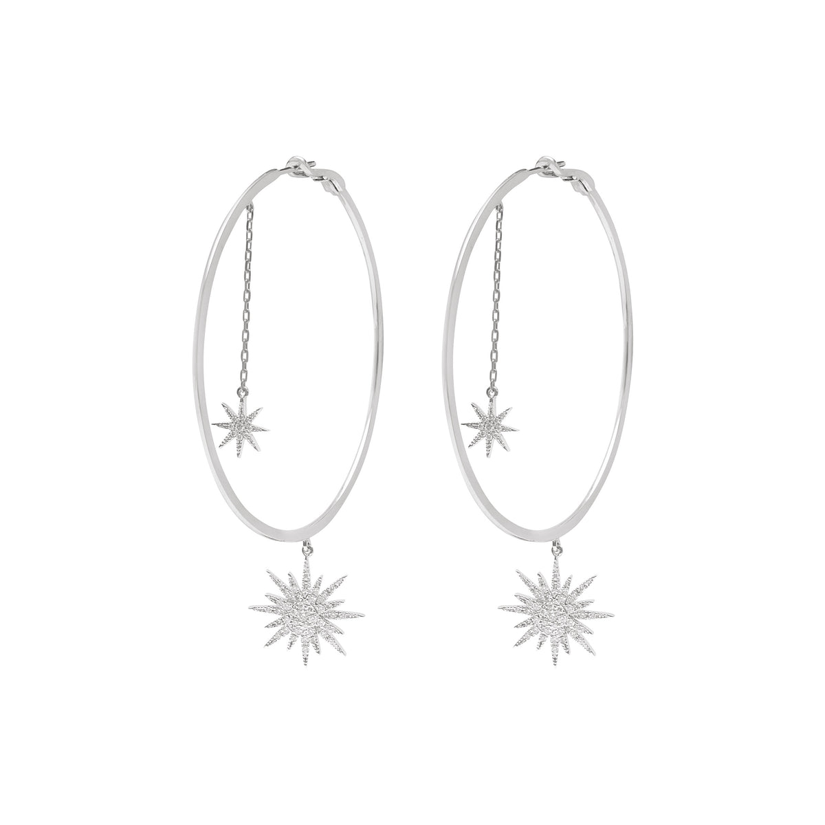 BOUCLES D OREILLES SOLEIL OR BLANC