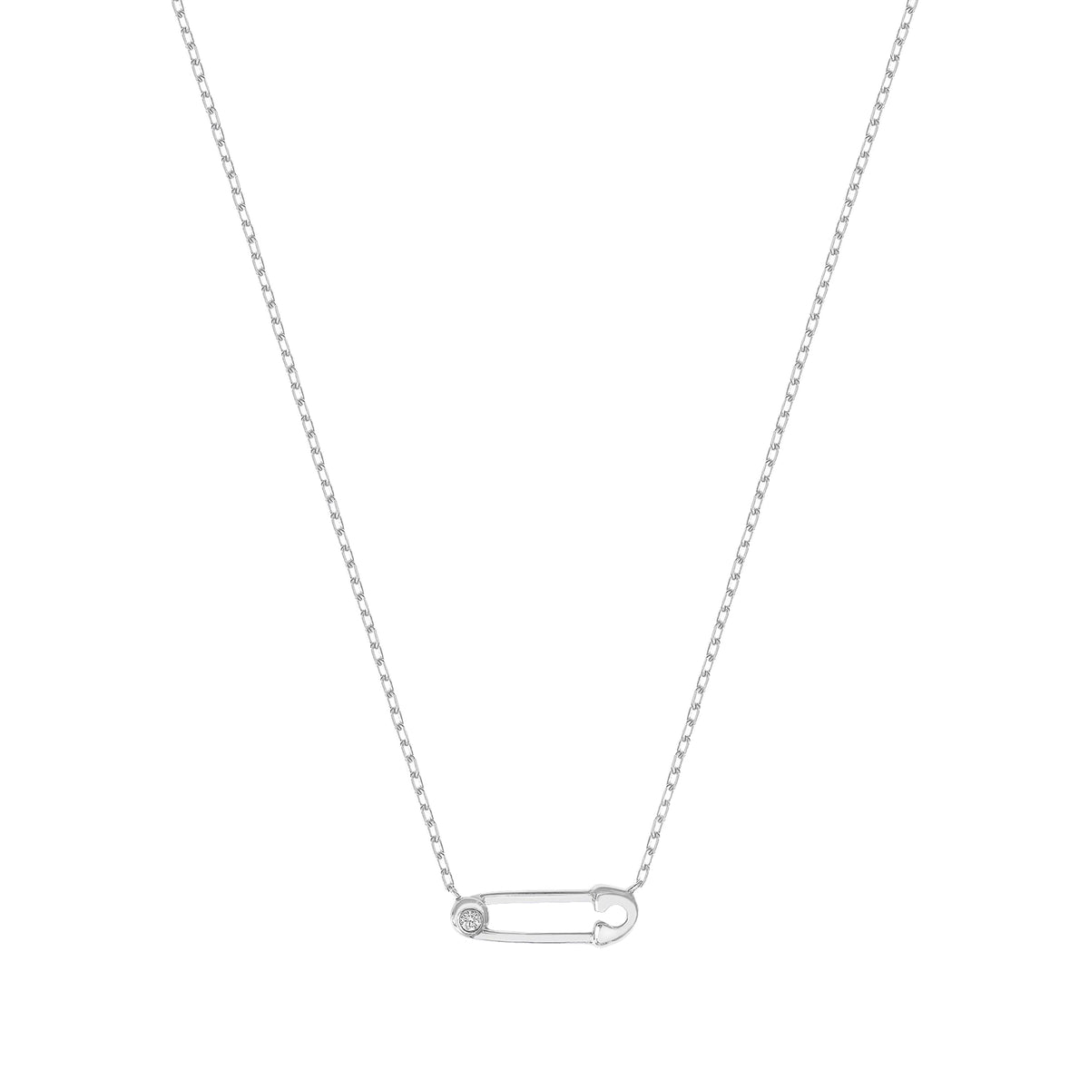 Collier en Or blanc 18K serti de diamant - Blanc