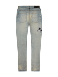 Pantalon avec logo brodé en denim - Vintage Indigo