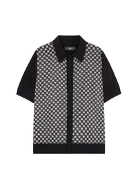 Woven silk and wool polo shirt - Black