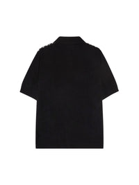 Woven silk and wool polo shirt - Black