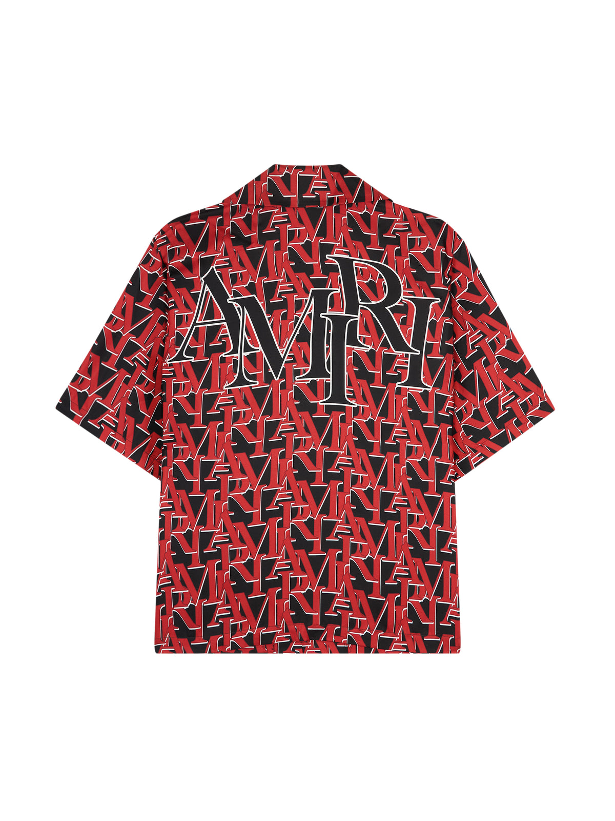 Silk bowling shirt with offset logo - Black & Red
