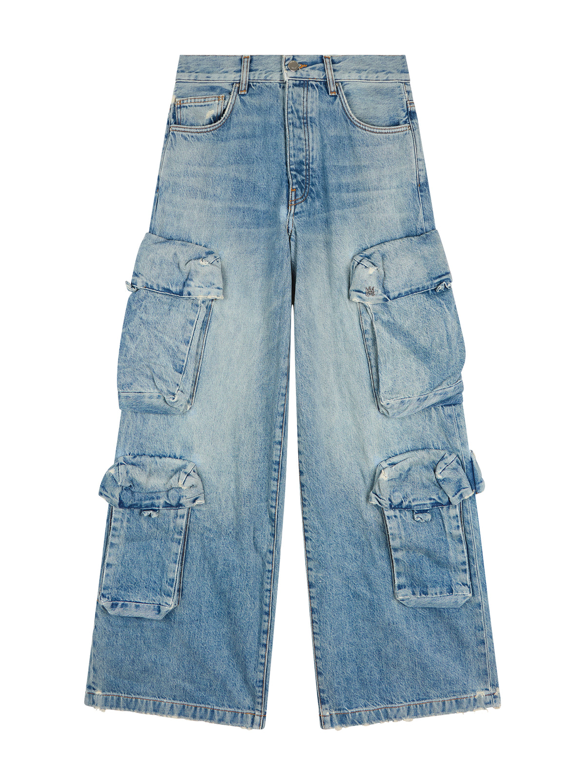 Loose-fitting denim cargo trousers - Vintage Light Blue