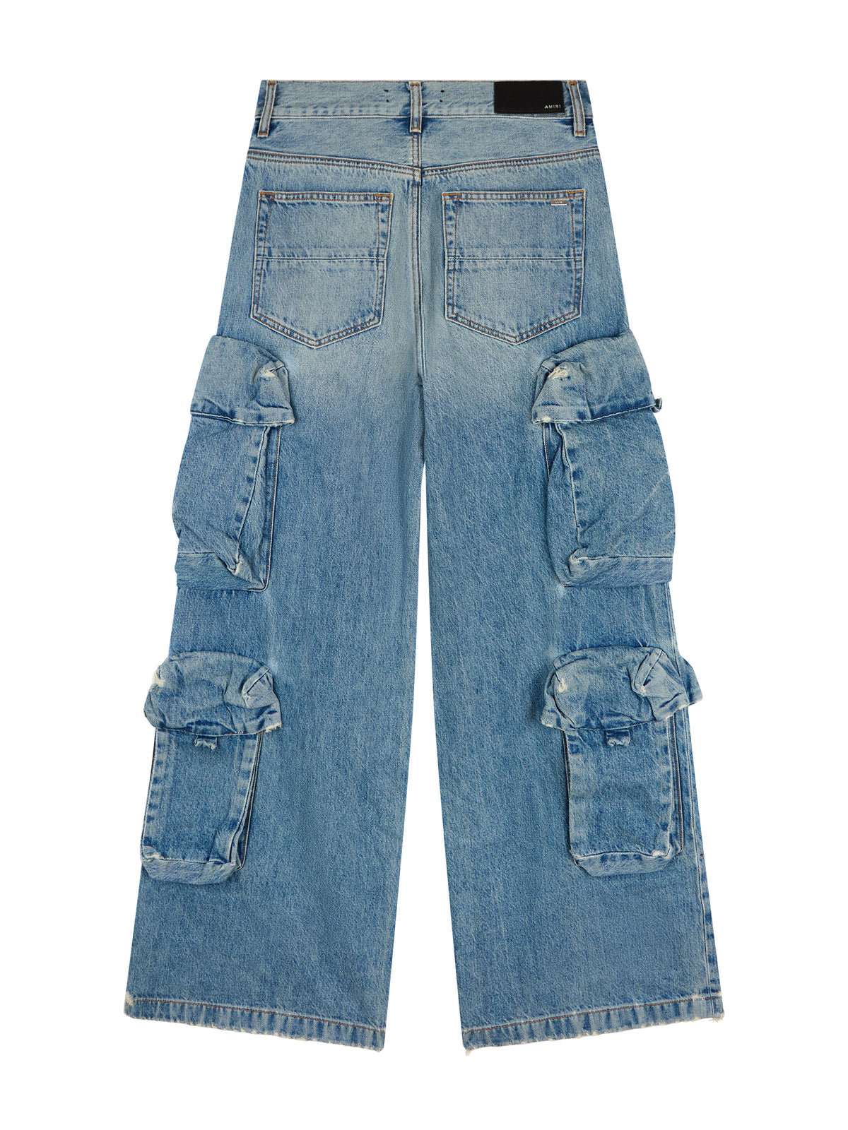 Loose-fitting denim cargo trousers - Vintage Light Blue