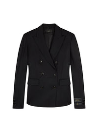 Double-breasted wool blazer - Black