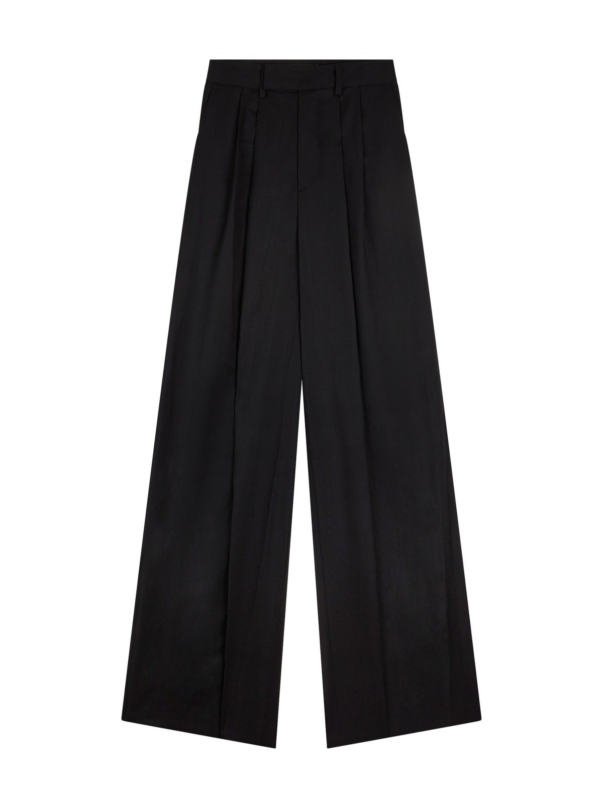 Pantalon à jambes larges et double pli en laine - Black