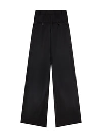 Pantalon à jambes larges et double pli en laine - Black
