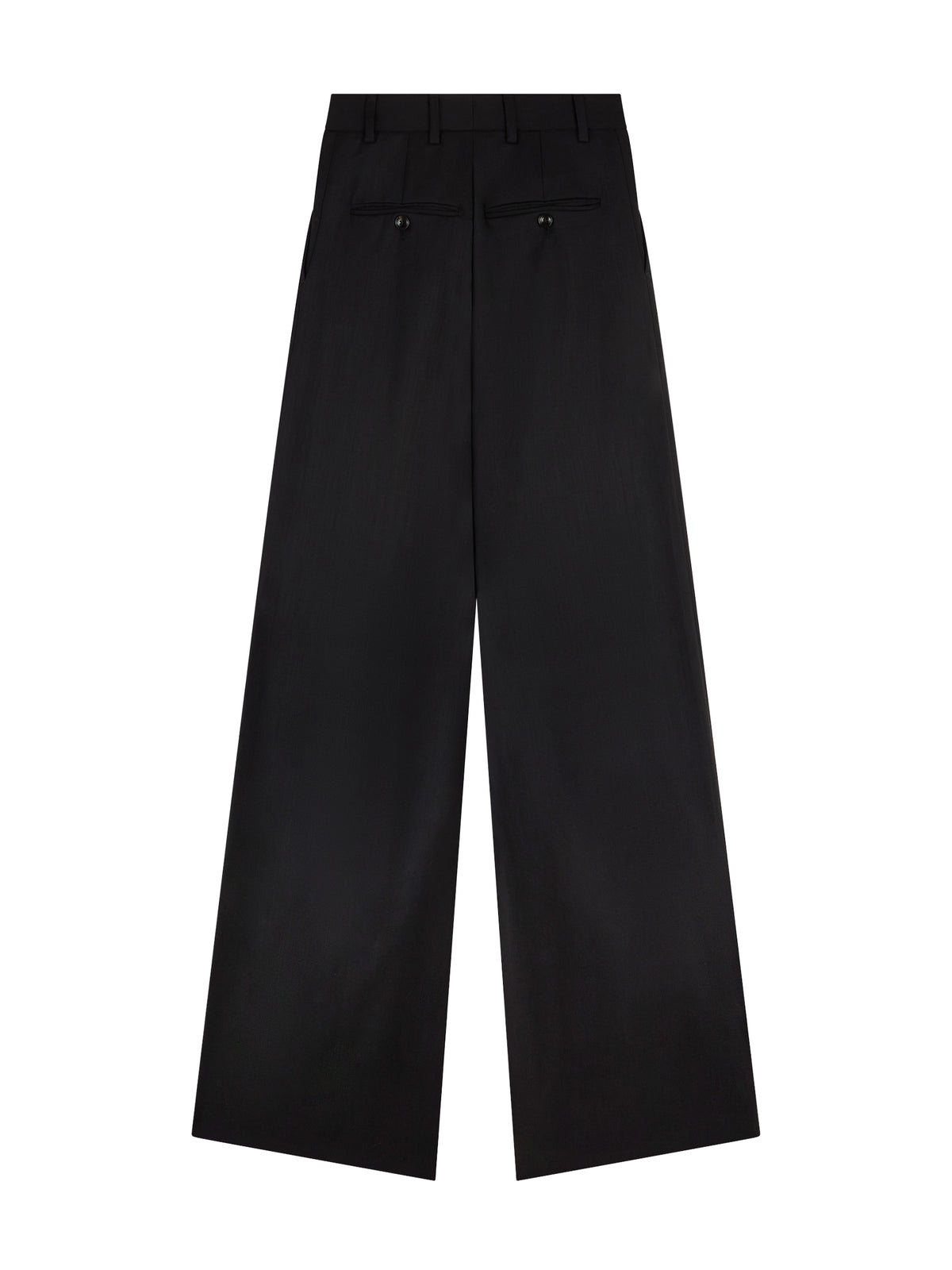 Pantalon à jambes larges et double pli en laine - Black