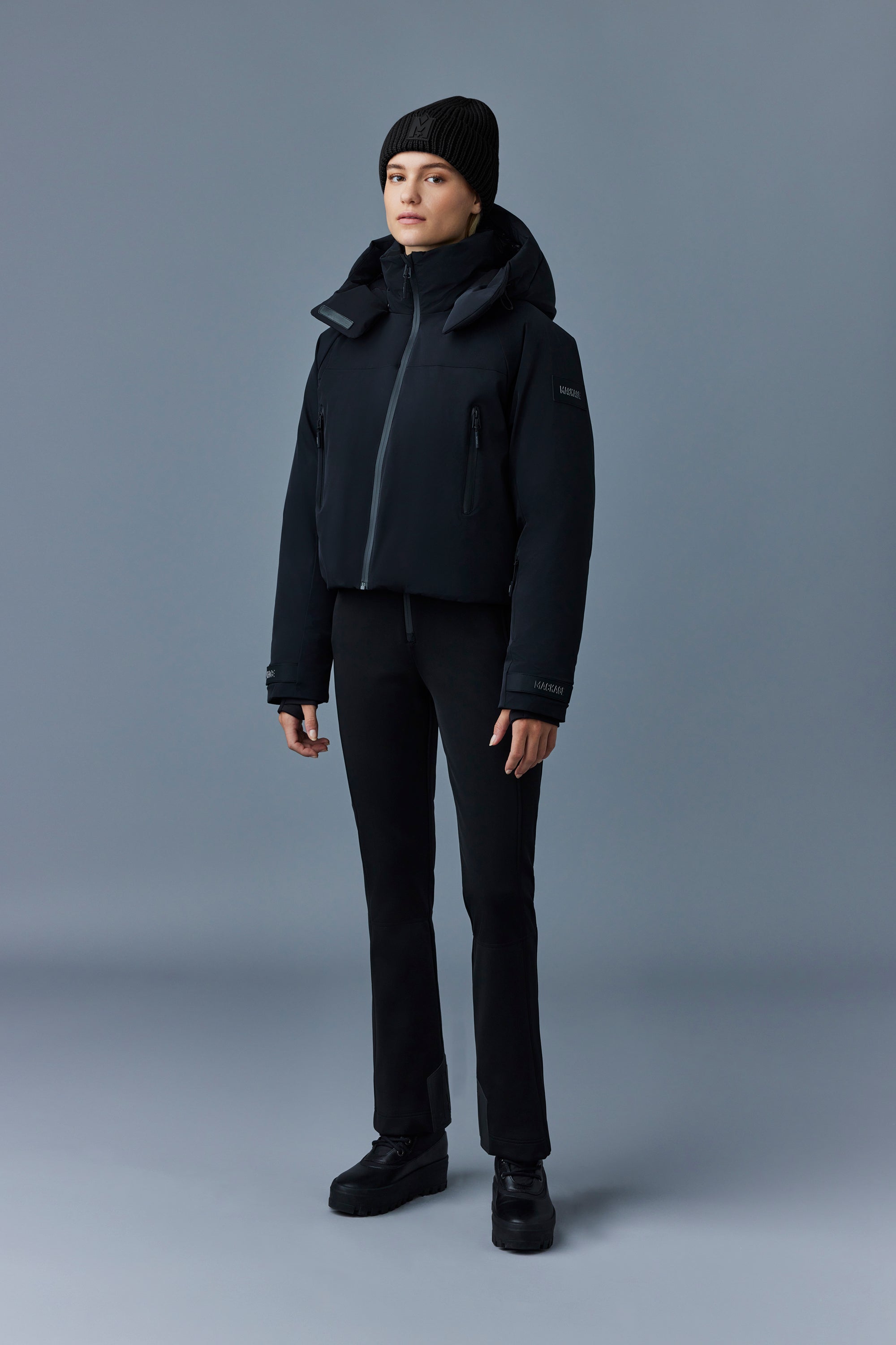 Parka courte Amanda à capuche en duvet - Black