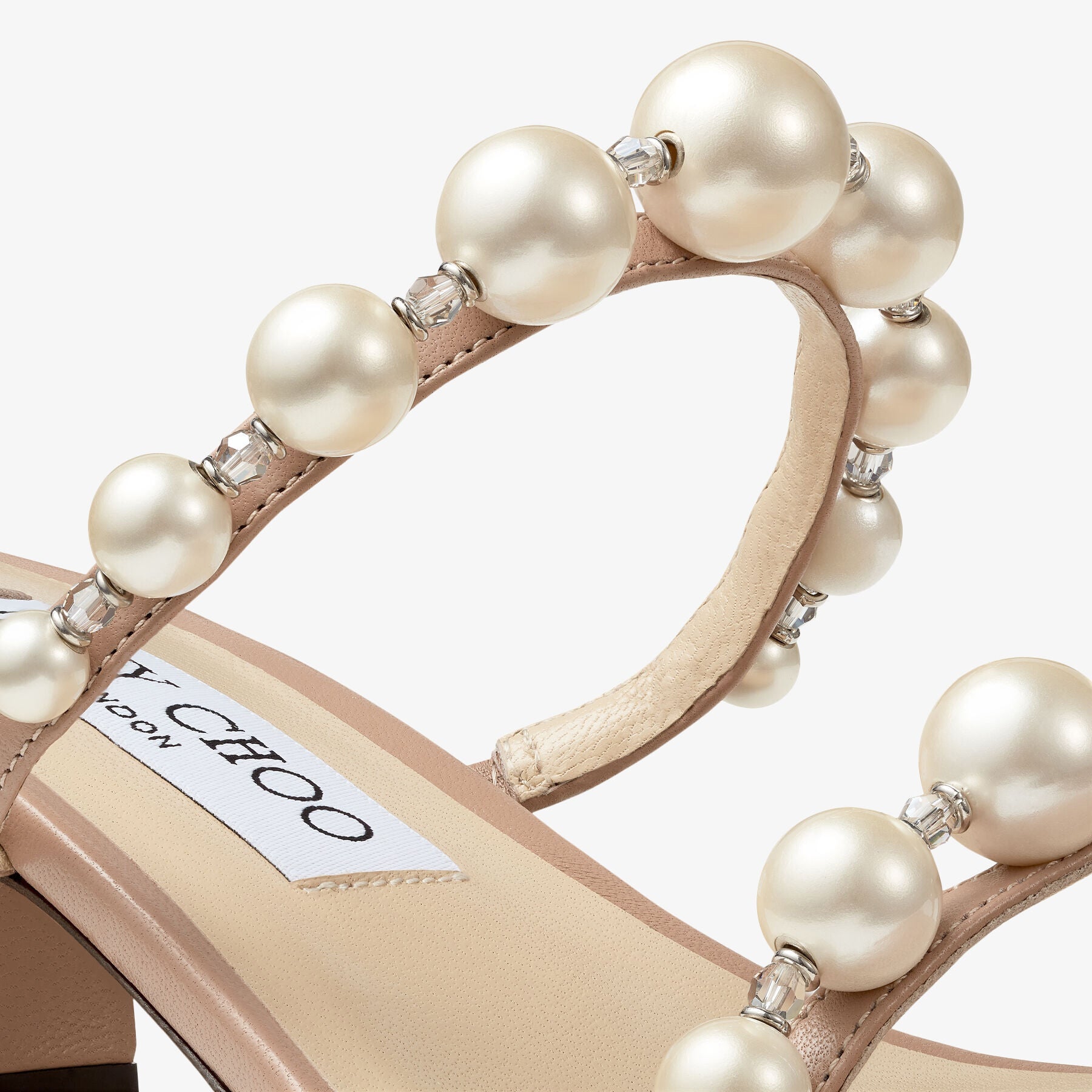 Mules Amara avec perles 45 en cuir - Ballet Pink & White