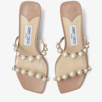 Mules Amara avec perles 45 en cuir - Ballet Pink & White