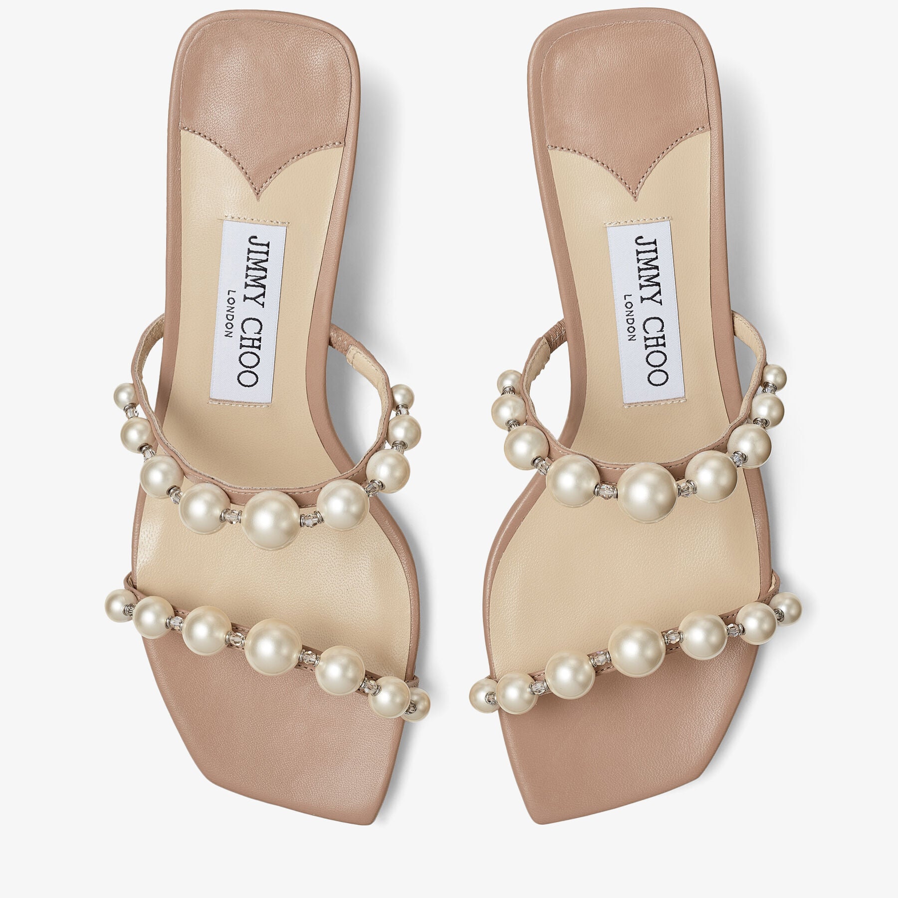 Mules Amara avec perles 45 en cuir - Ballet Pink & White