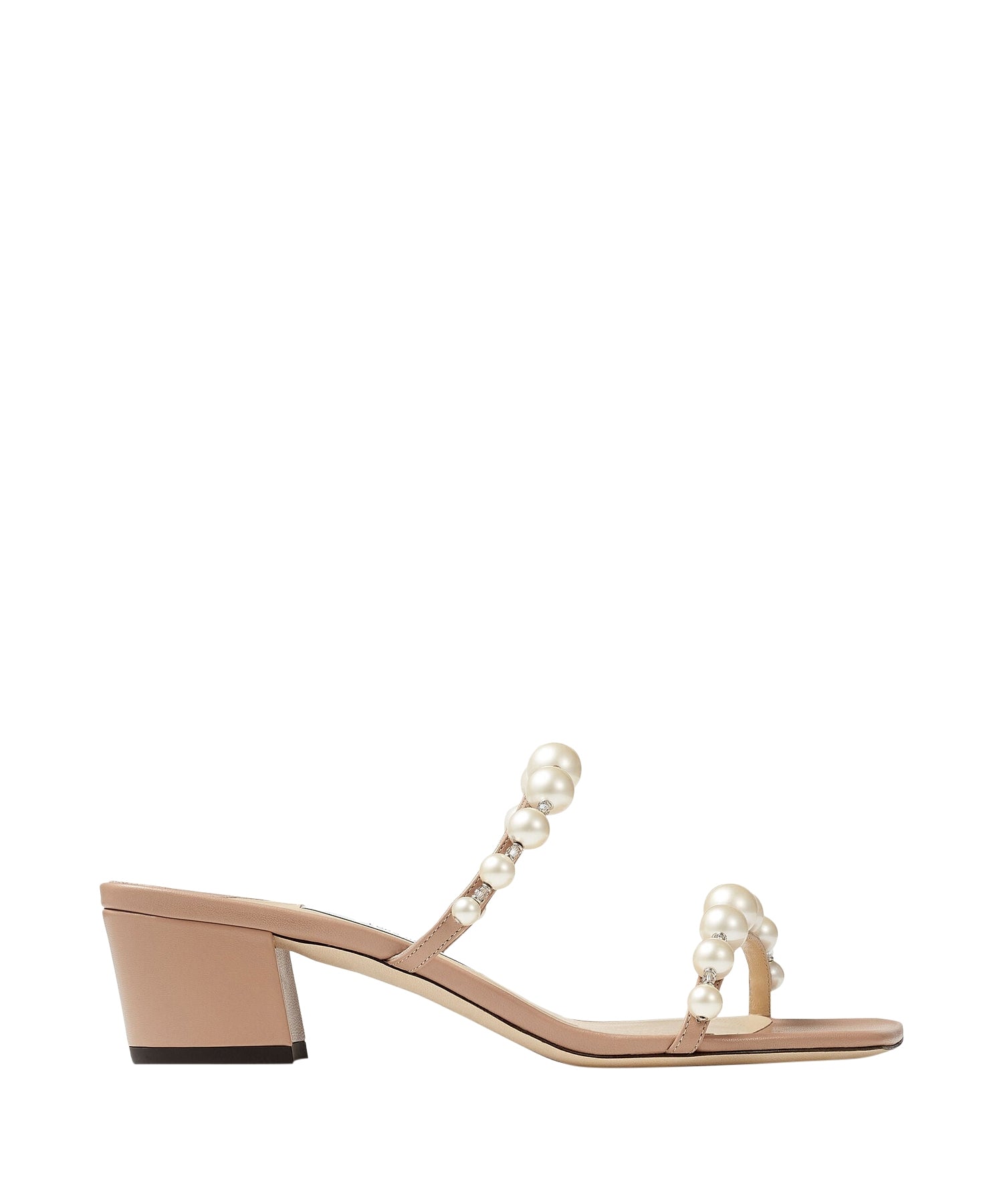 Mules Amara avec perles 45 en cuir - Ballet Pink & White