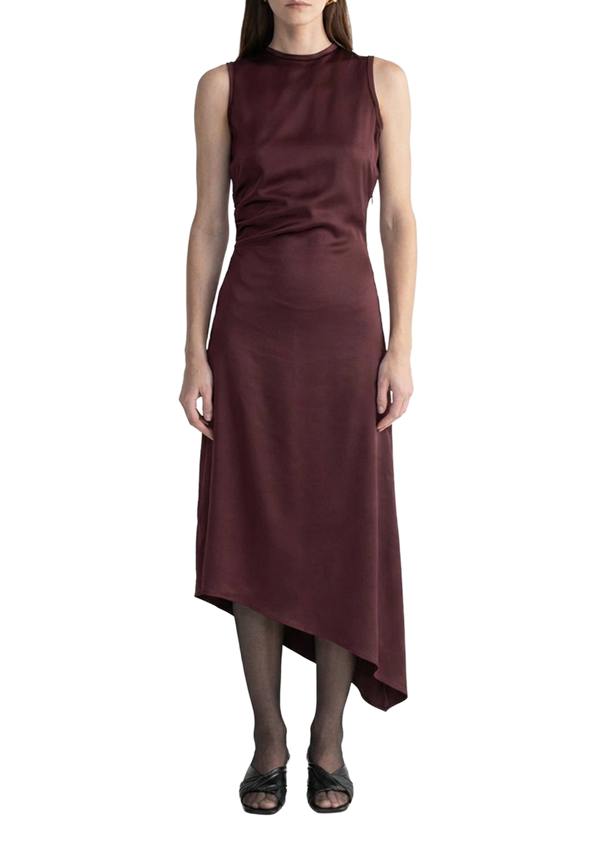 Robe midi Amara asymétrique - Merlot