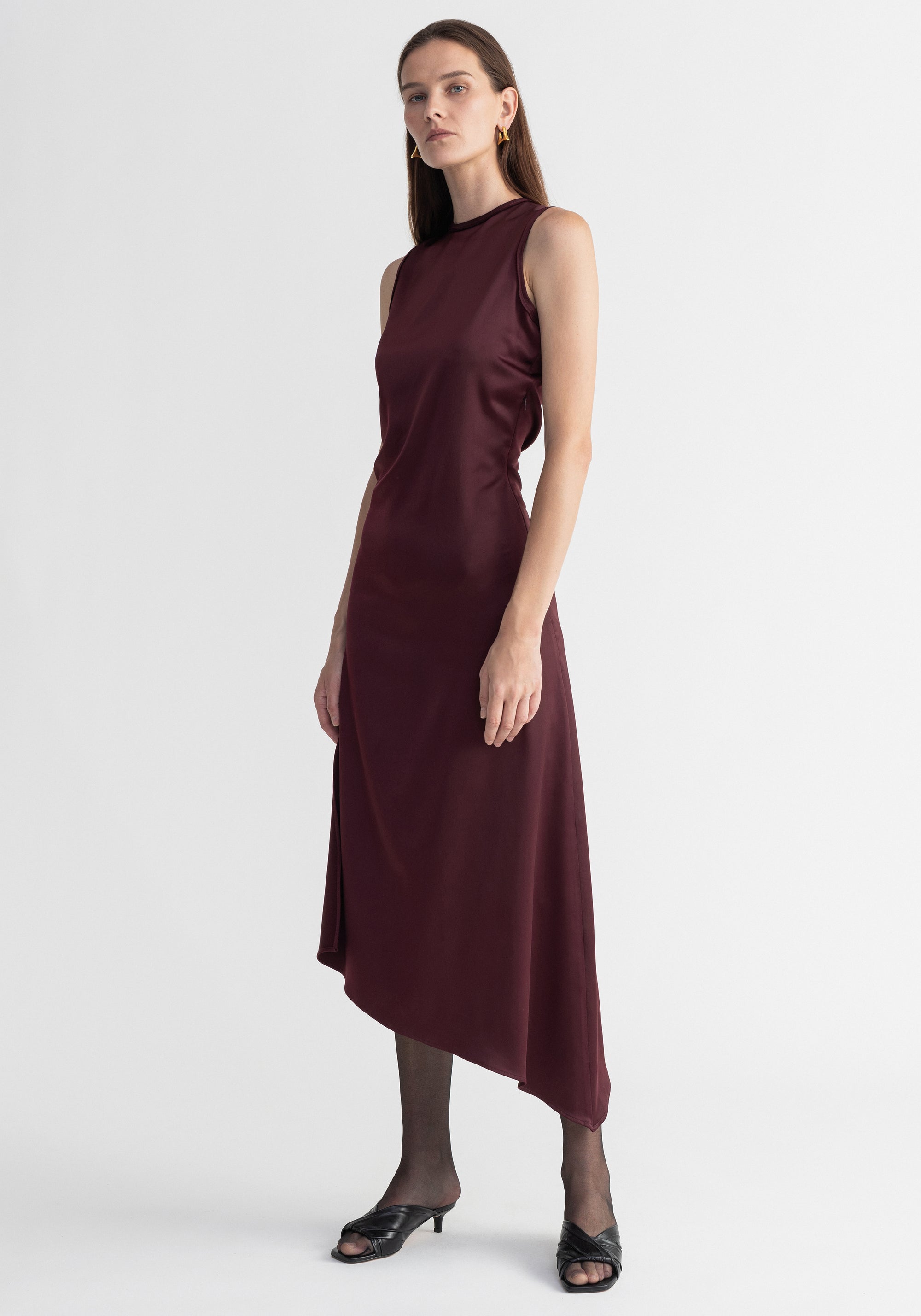 Robe midi Amara asymétrique - Merlot