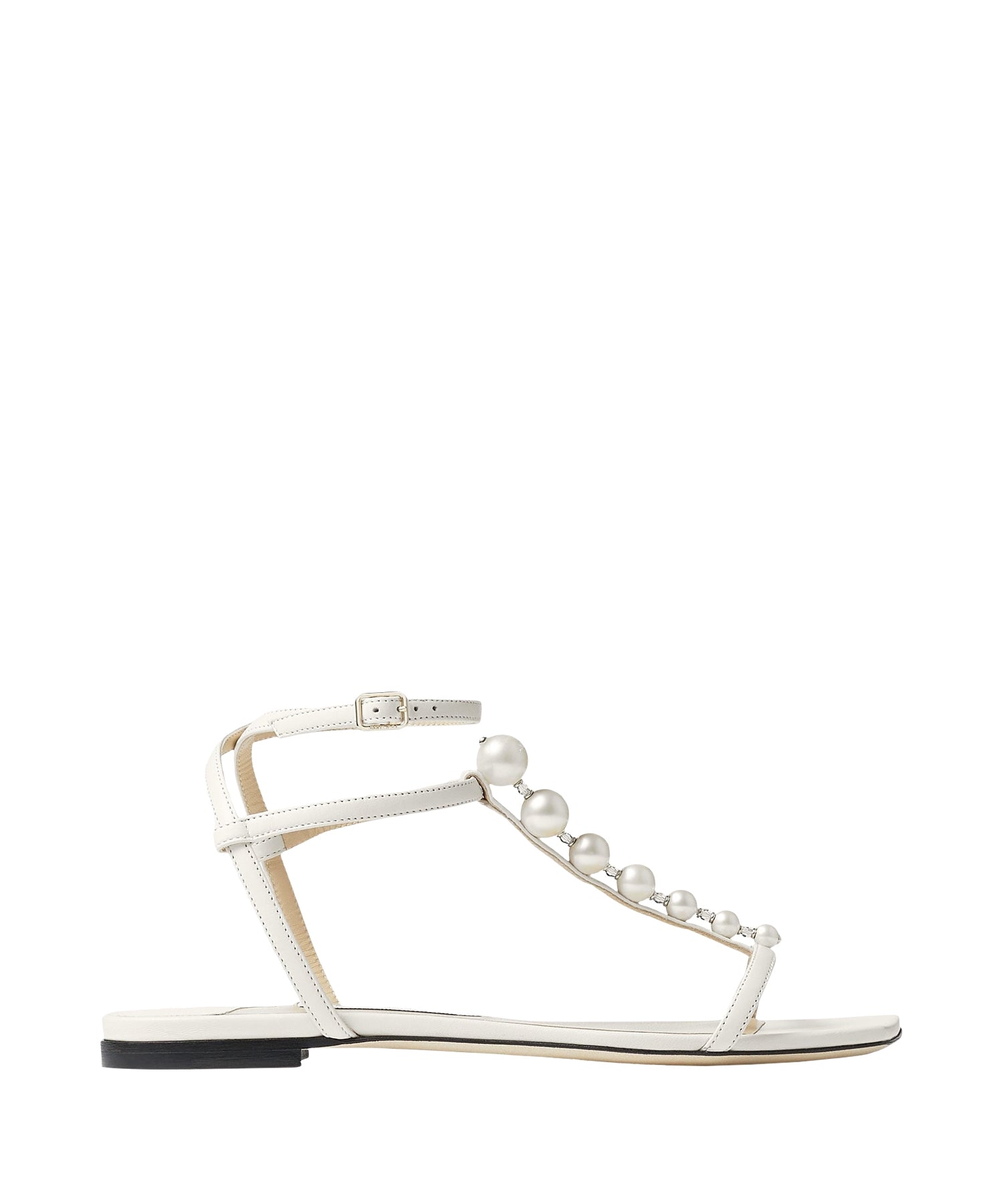 Sandales Amari plates en cuir avec perles - Latte & White