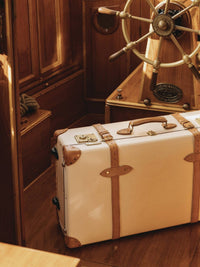 Grande valise soute Safari 2 roues - Ivoire & Naturel & Or