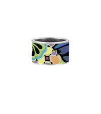 Bague Diva en émail et plaqué au rhodium - Bleu, Violet & Vert