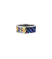 Enamel and rhodium-plated Miss ring - Blue, Violet & Green
