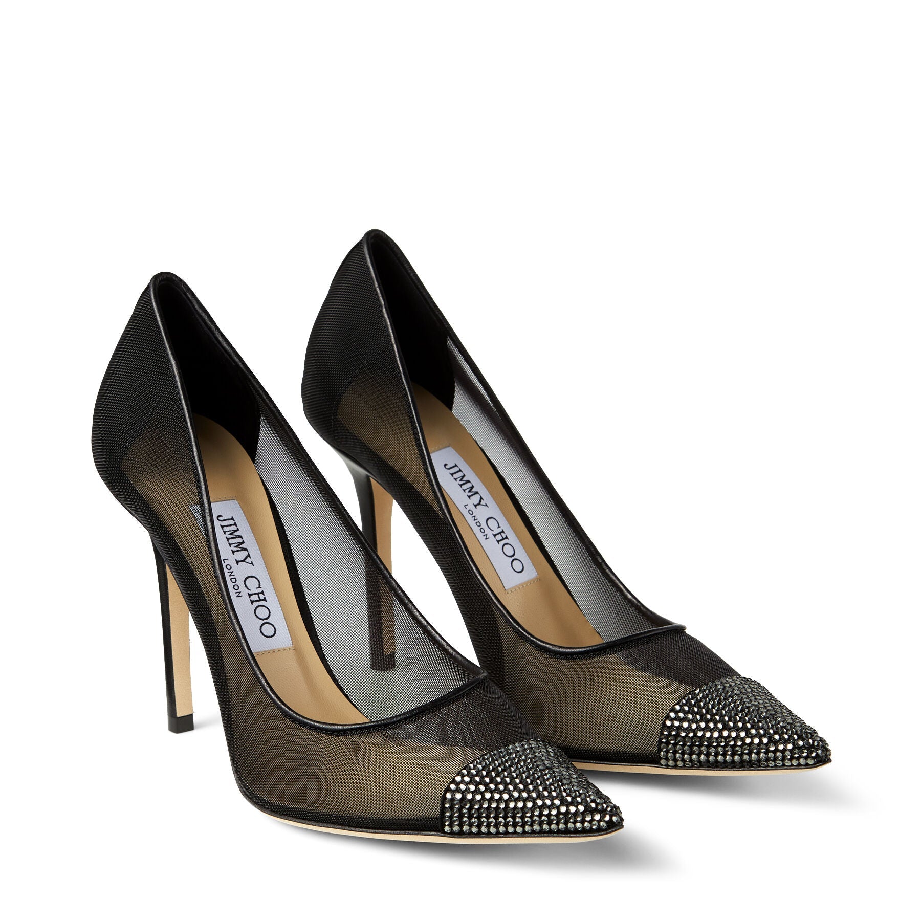 Escarpins Amika pointus 100 en maille à cristaux - Black Intense Diamond