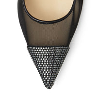 Escarpins Amika pointus 100 en maille à cristaux - Black Intense Diamond