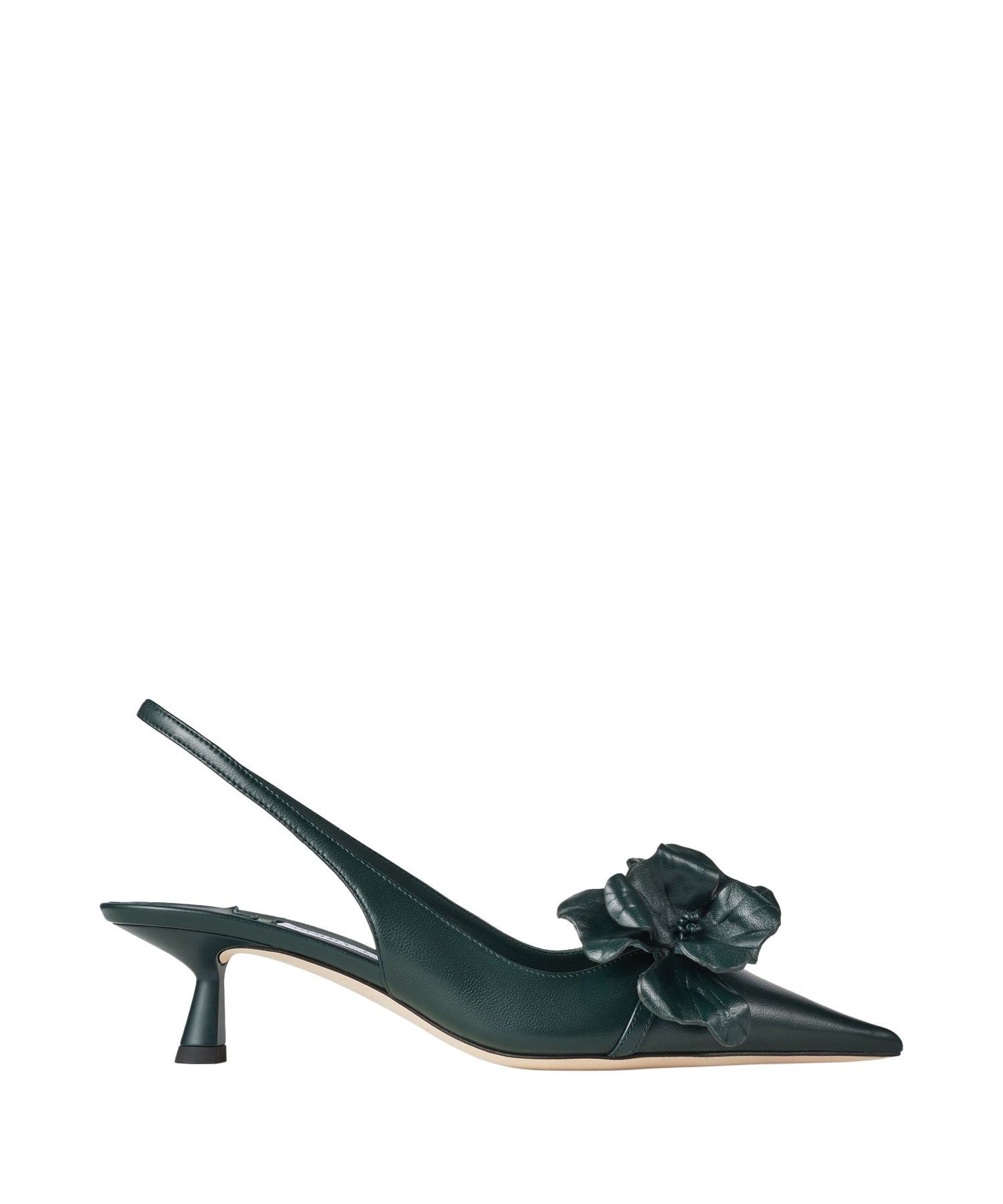 Amita back strap slingbacks with flowers 45 in leather - Dark Green