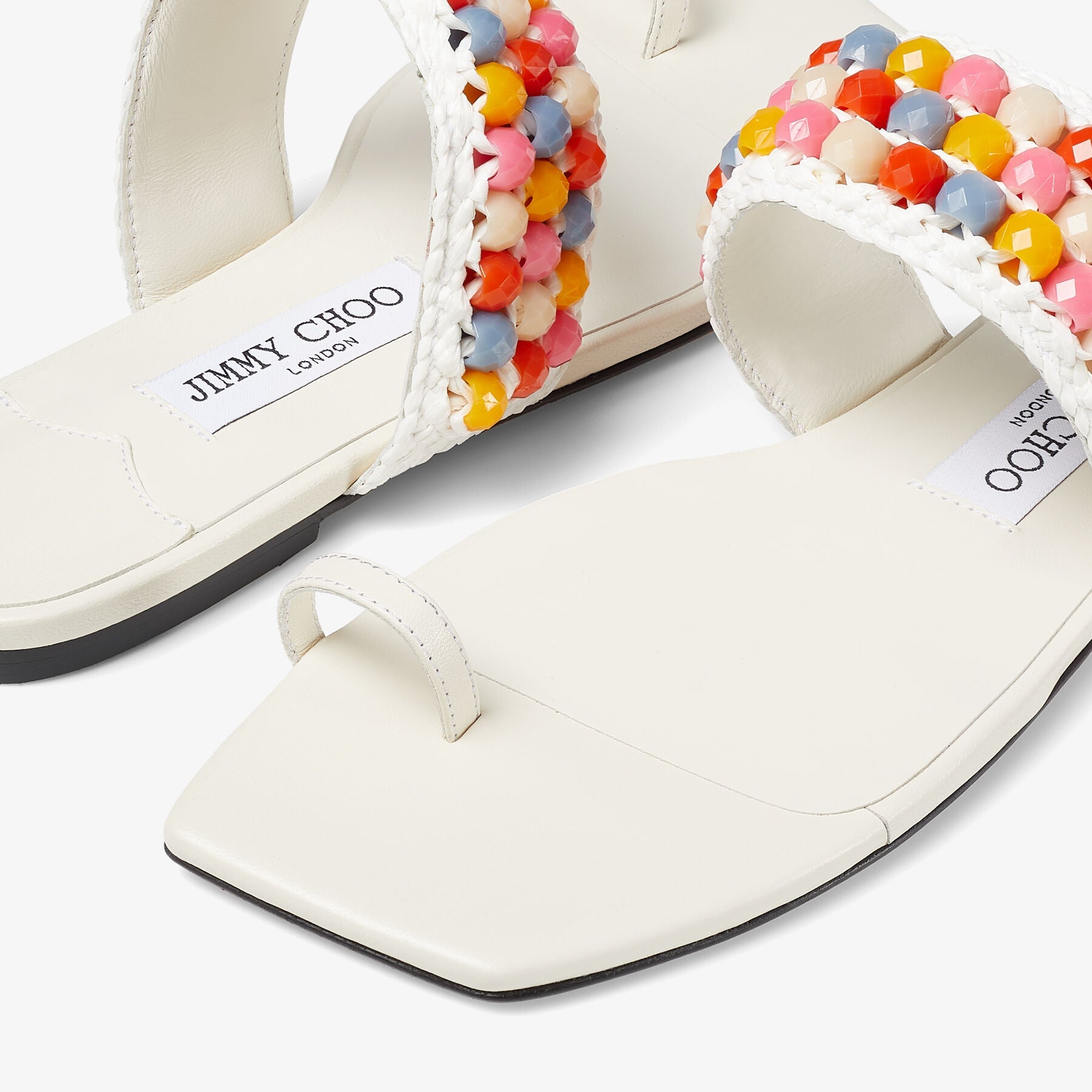 Sandales plates Amoure en cuir - Latte & Multi