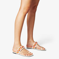 Sandales plates Amoure en cuir - Latte & Multi