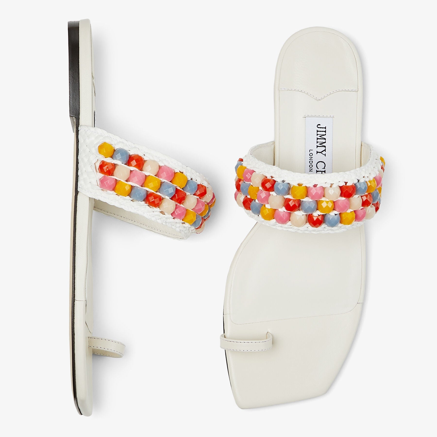 Sandales plates Amoure en cuir - Latte & Multi