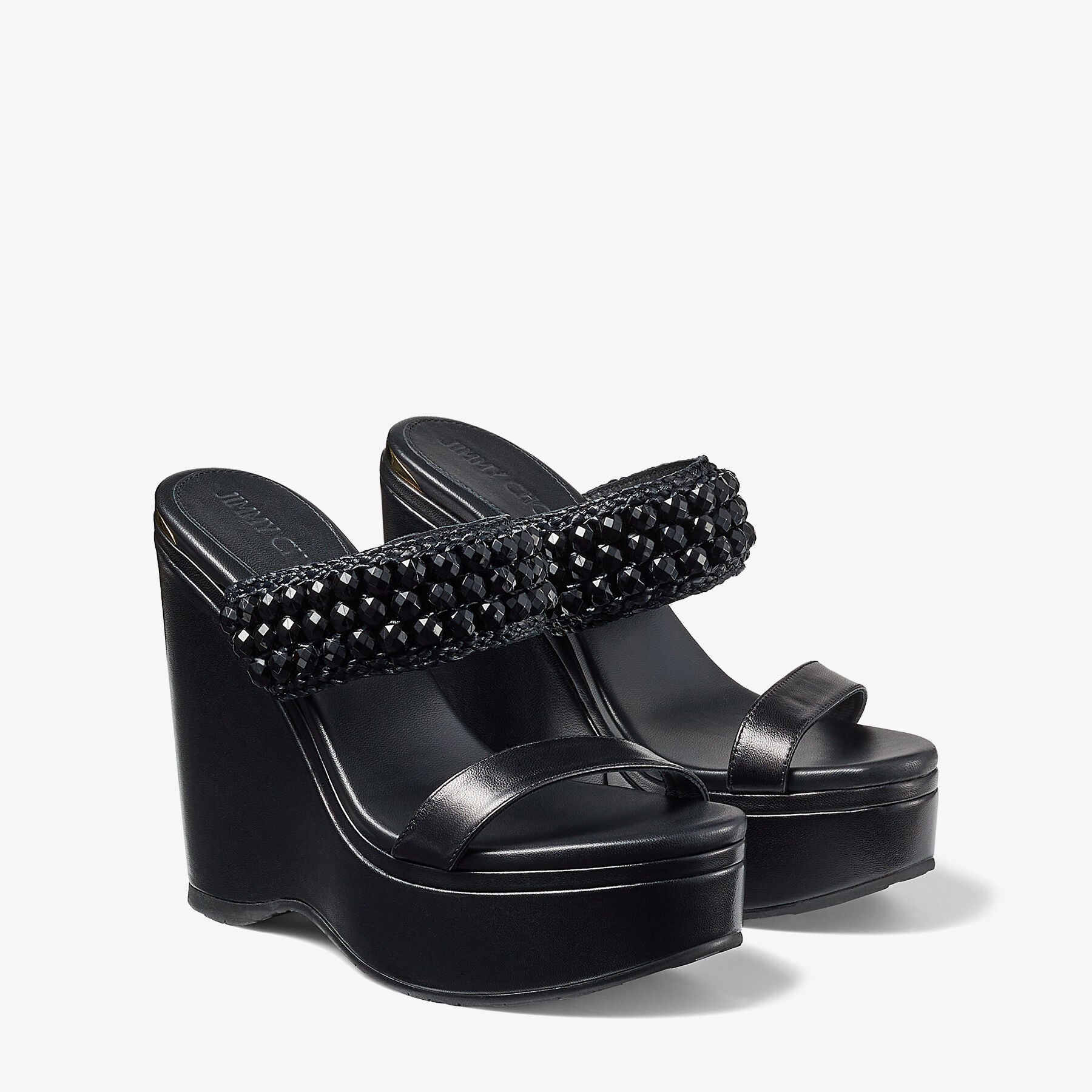 Mules compensées Amoure 130 en cuir - Black Intense