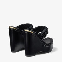 Mules compensées Amoure 130 en cuir - Black Intense