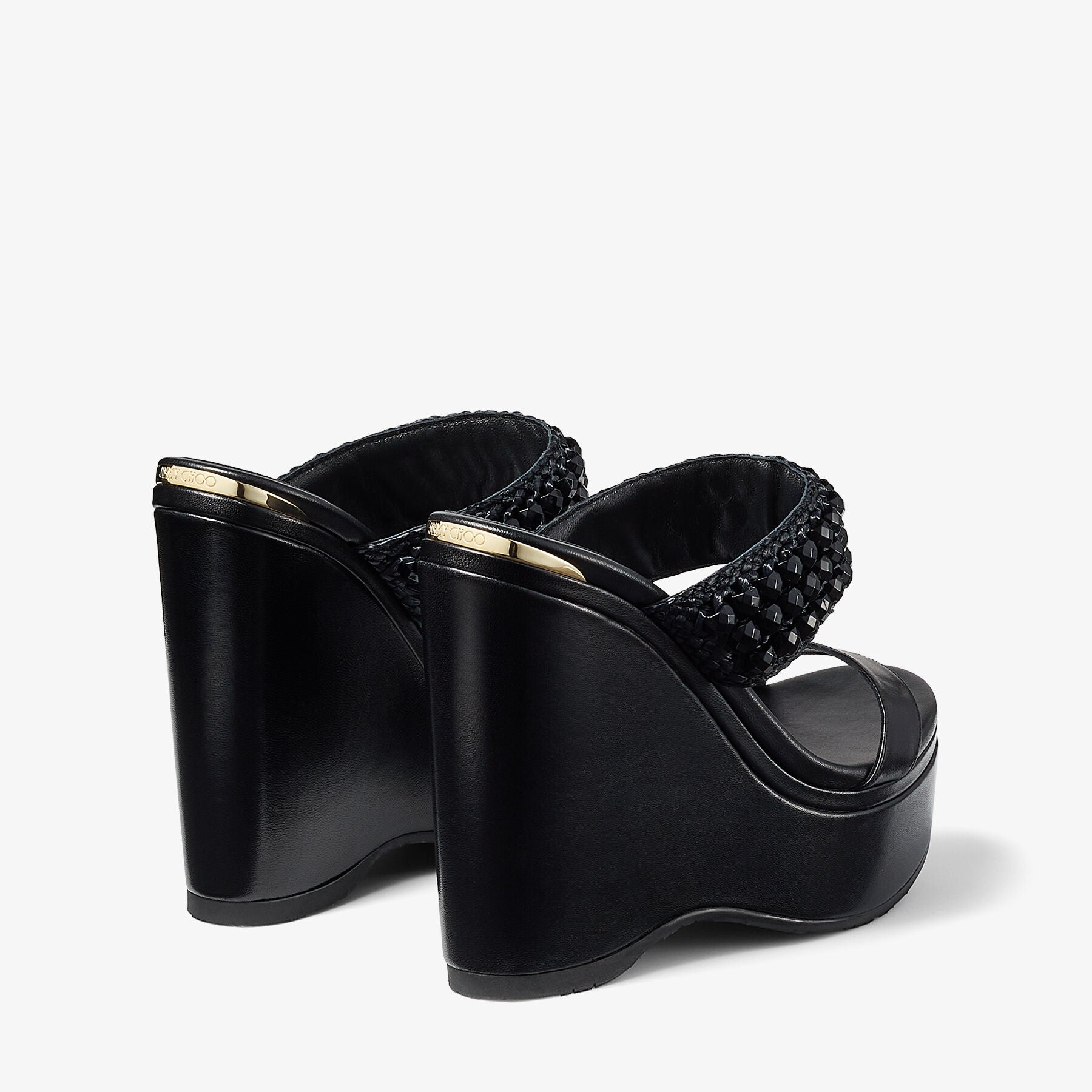 Mules compensées Amoure 130 en cuir - Black Intense