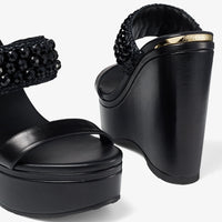 Mules compensées Amoure 130 en cuir - Black Intense