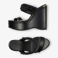 Mules compensées Amoure 130 en cuir - Black Intense