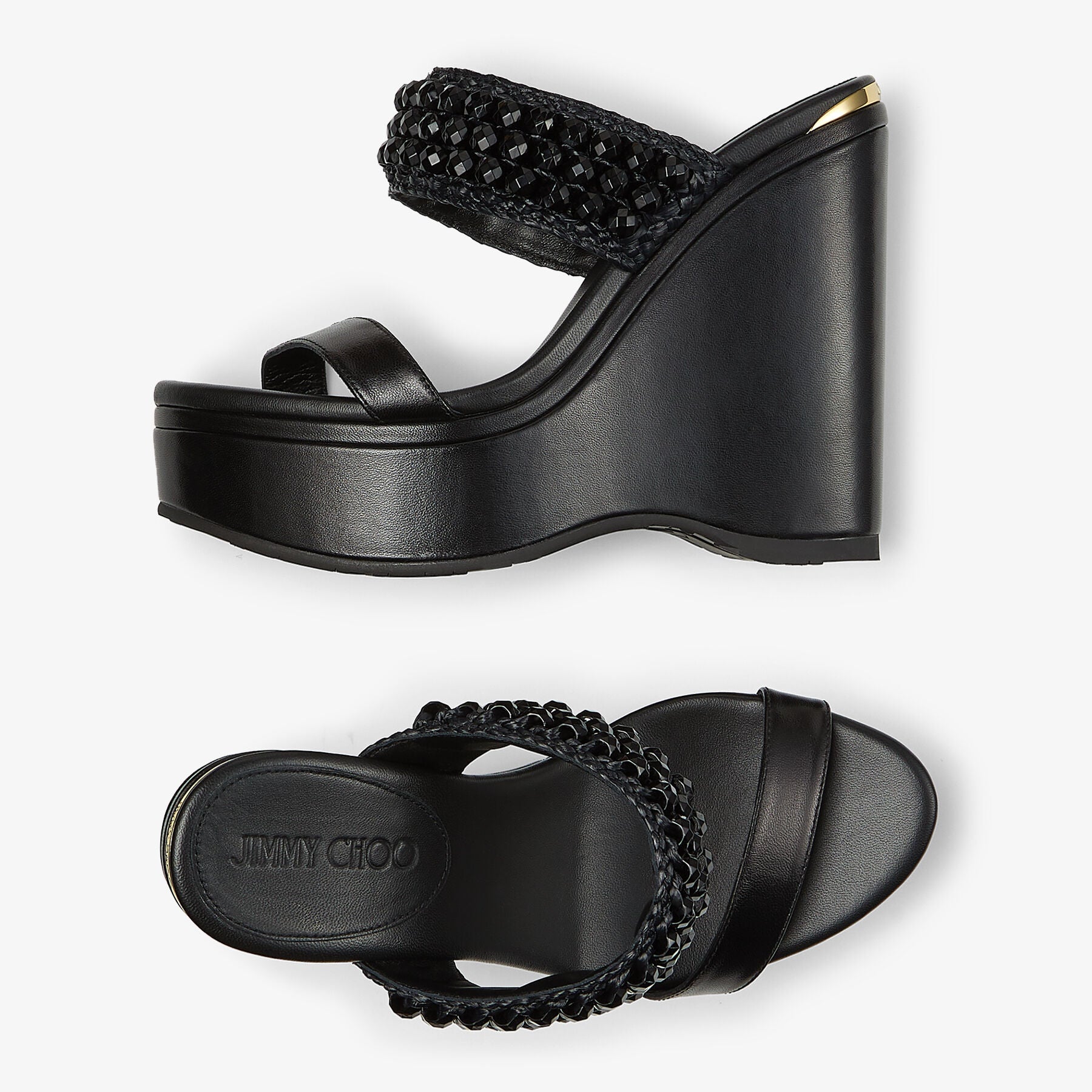 Mules compensées Amoure 130 en cuir - Black Intense